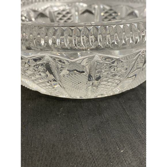 VTG Czech Bohemian (?) Cut Glass Crystal Ashtray 5.25 in Art Deco Star base EUC - Picture 9 of 16